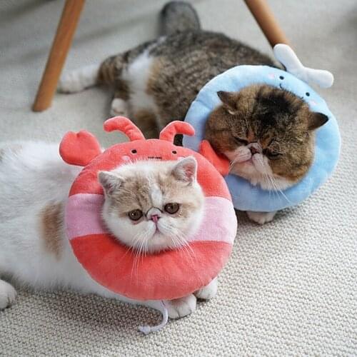 Pet Recovery Collar Cute Lobster Shape Pet Protective Collar Premium Polyester Kittens Collar Creative Pet Supplies