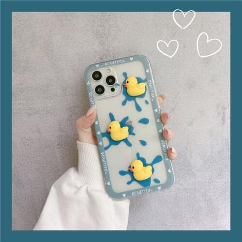 PINZHENG Cute Duck Mobile Phone Case For iPhone 7Plus 8Plus Silicone Protective Cover For iPhone X XS XR 11 12 Pro Max Case