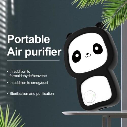 Portable Air Purifier Negative Ion Portable Necklace Mini Purifier Car Household for PM2.5 Formaldehyde Smoke Panda Bunny Style