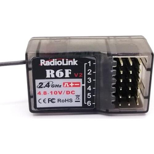Radiolink R6F/R6FG 6CH 2.4GHz Receiver with Gyro Integrated and HV Servo Supported for RC4GS/RC6GS/RC4G/T8FB