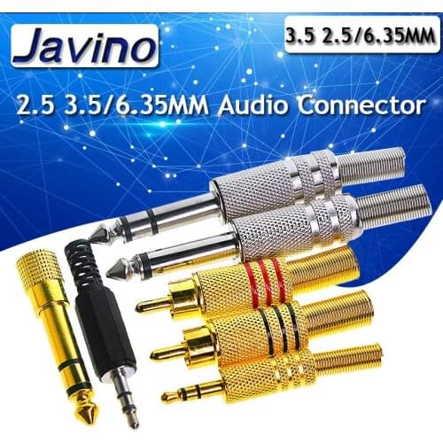 2pcs 2.5 3.5/6.35MM Gold Plated RCA/AV Connector Plug Audio Male Mono dual stereo microphone plug welding line audio head