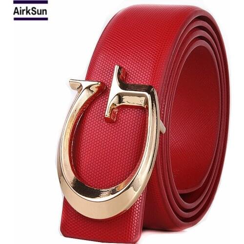 2018 brand designer women belt, fashion letter smooth buckle leather belt ladies men, luxury belt unisex
