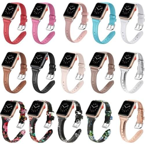 Genuine Leather Loop Strap For Apple Watch Band 44mm 42mm For IWatch 5 4 3 2 1 38mm 40mm Printed Correa Bracelet Slim Band