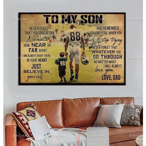 American Football Retro Poster To My Son Poster From Dad Fathers Day Gifts Wall Art Prints Home Decor Canvas Unique Gift
