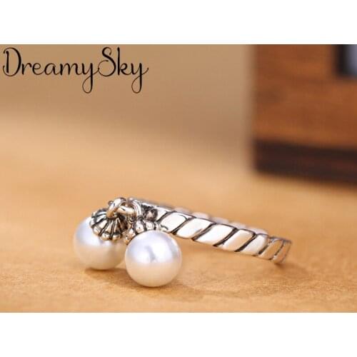 Retro Vintage Silver Color Beads Rings For Women Girls Valentines Gifts Gothic Rings