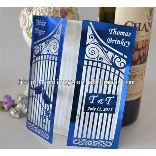 Luxury royal blue wedding invitations! "birdcage" gate laser cut wedding invitations made in china royal blue wedding decoration