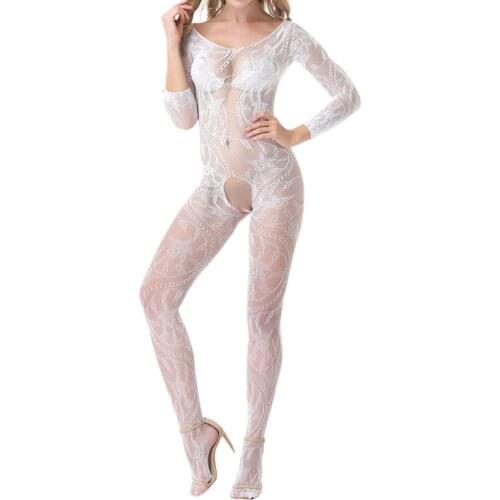 Sexy Lingerie Fashion Long Sleeve Women Underwear Open Crotch Intimate Female Bodysuit Porn See Through Erotic Bodystockings Hot