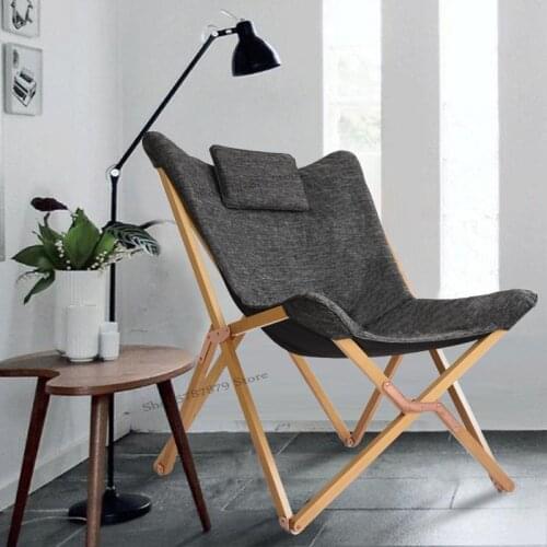 Solid wood lounge chair folding lunch break portable lazy sofa home balcony office single leisure outdoor beach chair