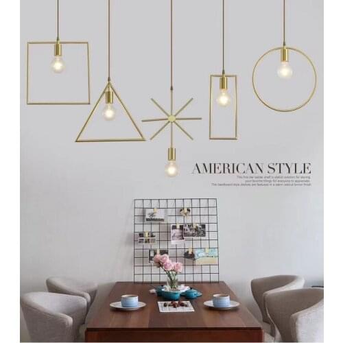 Modern Nordic Creative Personality Geometric Chandelier E27 Golden Restaurant Bar Living Room Aisle Entrance Guest Room Chandeli