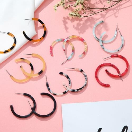 Korean Style Dangle Earrings Acrylic Earrings For Women Geometric Female Round Circle Earrings Party Jewelry Simple Brincos