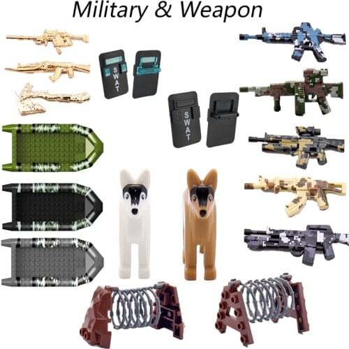 Military Weapon Gun Blocks Toys For Children WW2 Chicken Dinner Model Automatic Rifle Kids Education Toy Gifts Weapons Militarys
