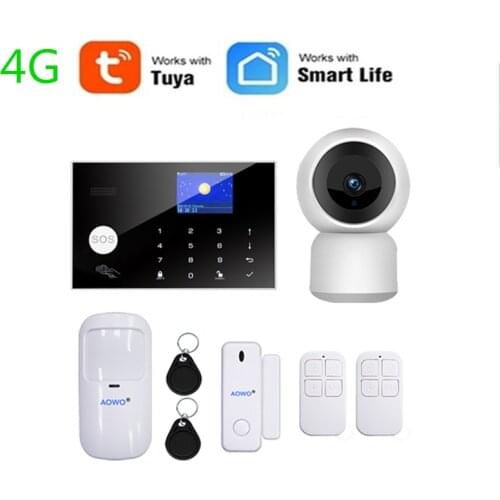 WiFi Alarm Tuya Wireless Security Alarm 4G Support Amazon Alexa Google Home Voice Control With RFID SOS IP Camera GSM Alarm Home