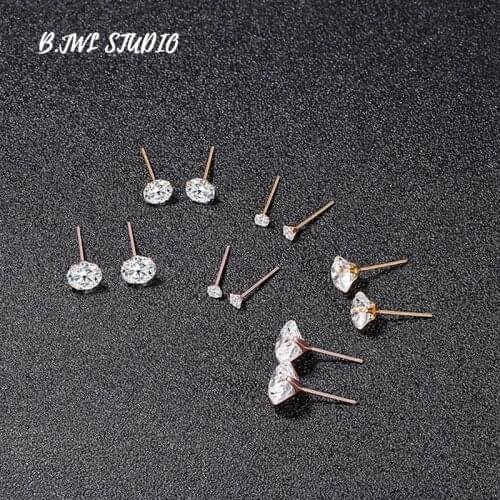 Womens 18K Gold Stud Earrings 3MM Moissanite Decoration Ladies Fashion Party Stud Earrings Decoration