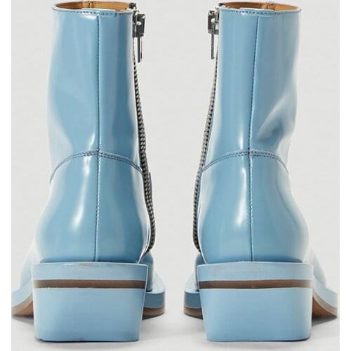 MUMANI Woman‘s Ankle Boots Genuine Leather Square Toe Zipper Martin Boots Footwear Thin High Heels Short Boots Handmade Shoes