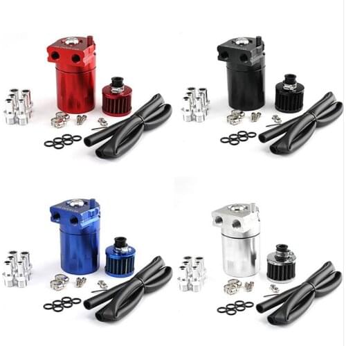 1set Aluminum Oil Catch Reservoir Breather Tank/Can w/ Filter Cylinder Engine Kit