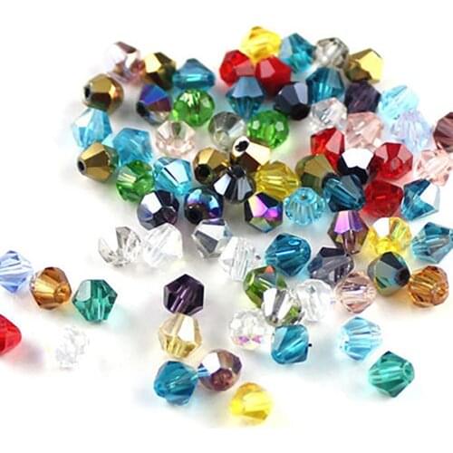 100 Pcs 4mm Loose Rhombus Beads for Necklace Bracelet Jewelry Bangle DIY Marking Bijou Christmas Gifts for Women