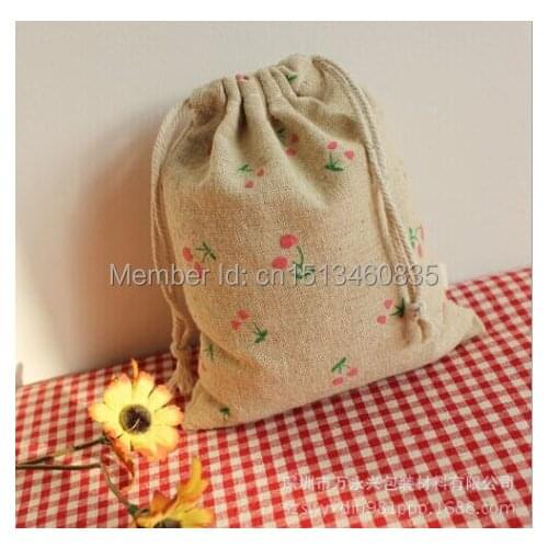 100pcs/lot CBRL jute/linen/flax drawstring bags&pouch for cosmetic/gadget,Various colors,size customized,wholesale