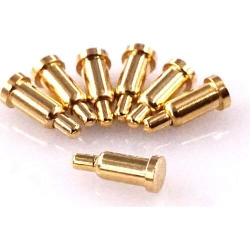 100 pcs Spring Loaded Pogo Pin Connector Diameter 2.0 mm Height 5.0 mm SMT Surface Mount Brass Gold 1u 50G force Re-flow Solder