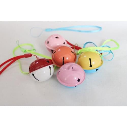 20pcs/lot 40mm mix colorful toy bell with string for diy findings
