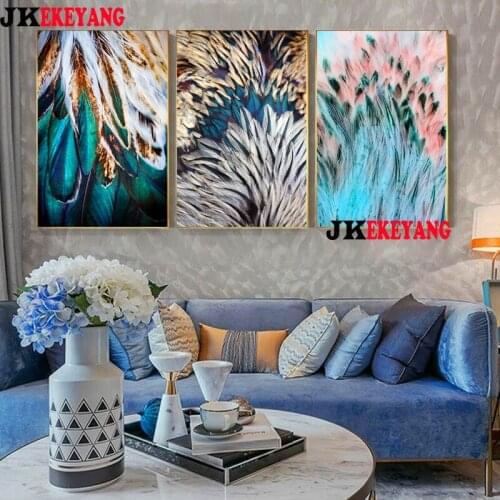 3pcs 5D Diy round/square diamond painting Abstract feathers Diamond Mosaic Embroidery cross stitch Y3986