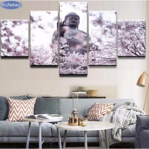 5pcs/set,Full square diy Diamond Painting cross Stitch,Religious Buddha Painting,5D Diamond Embroidery,diamond Mosaic stickers