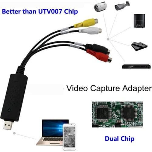 USB 2.0 to RCA cable adapter converter Audio Video Capture Card Adapter PC CableS For TV DVD VHS capture device AMT630A