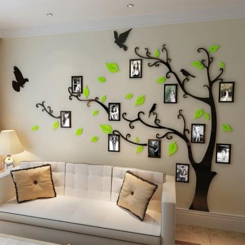 Free shipping Photo frame tree Crystal Acrylic wall stickers TV sofa background wall stickers Home 3d DIY art decor