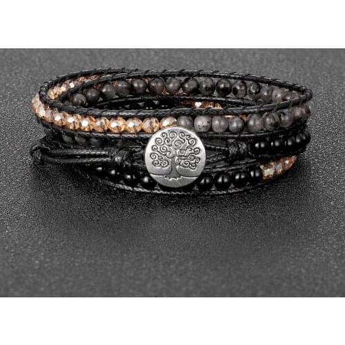 Boho Crystal Natural Stone Combination 3 Strands Wrap Bracelet Fashion Friendship Bracelets Handmade Luxury Jewelry Gifts