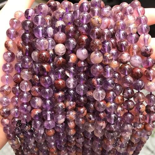 AA LOOSE BEADS Purple Ghost Quartz Amethyst round 6/8/10/12mm Wholesale for DIY jewelry necklace 36cm