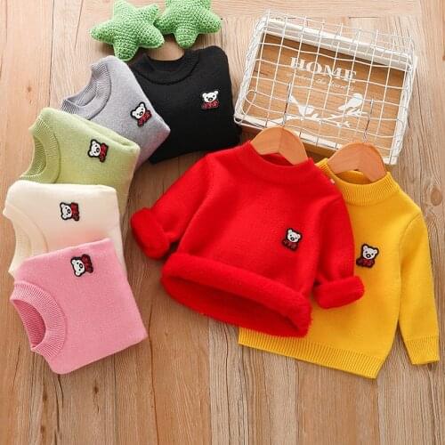 EuerDoDo Childrens Sweater For Girl Winter Clothes Knit Teen Boy Pullover Tops Warm Baby Sweater Autumn Winter Plus Velvet