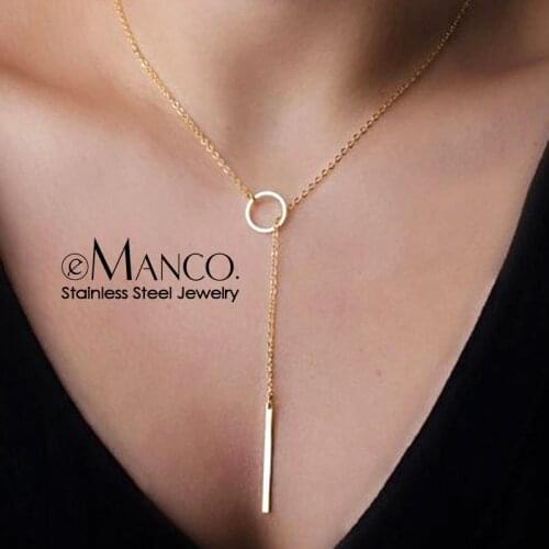 EManco Aesthetic Stainless Steel Necklaces for women Korean Pendant Gold Choker Necklace for Woman Fashion Jewelry