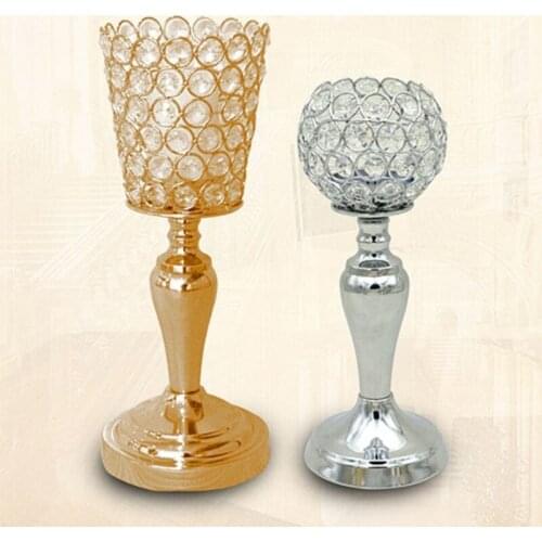 Crystal candlestick zinc alloy golden color candlestick holiday home decoration wedding candle holder 12pcs/lot