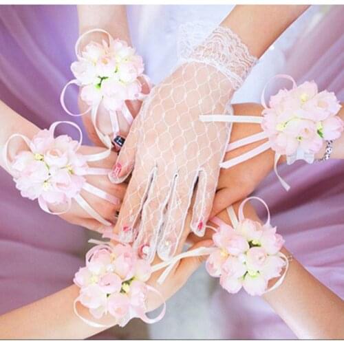 Artificial Flowers Wrist Flower Bridesmaid Sisters Hand Flowers Wedding Decoration Wedding Gifts for Guests Bridal Prom Supplies