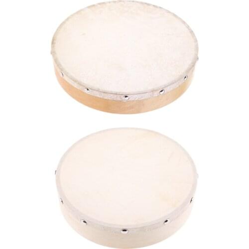 Exquisite 2 Pieces Wood Handheld Drum Hand Percussion Band Accompaniment 8inch&10inch