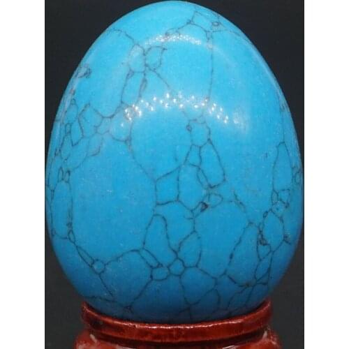 30x40MM Nice Stone Blue Turquoise Sphere Egg Healing Reiki Crafts Stone Massage Finger Exercise