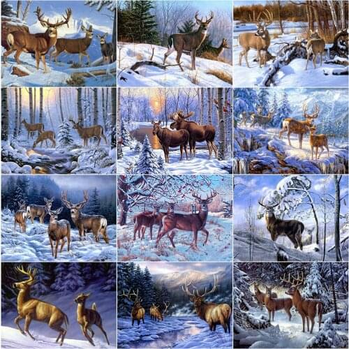 EverShine Full Drill Square Diamond Painting Animal Diamond Embroidery Deer Picture Of Rhinestone Mosaic Cross Stitch Wall Decor