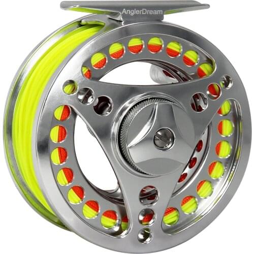 Angler Dream CNC Machine Cut Fly Reel Combo , Fly Fishing Lines 3-10 WT Large Arbor Fly Fishing Reel With Weight Forward