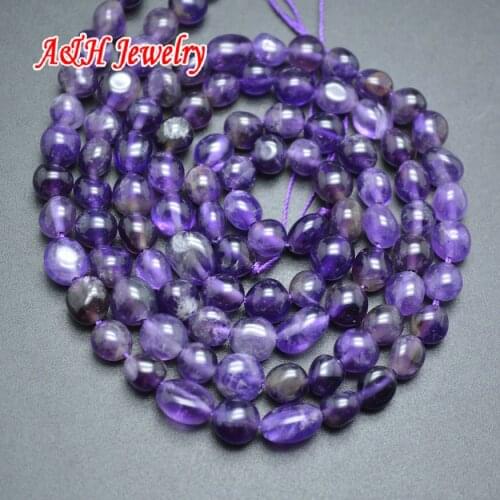 Grade AA Quantity Purple Color Natural Purple Crystal 5~7mm Nugget Shape Strand Loose Beads 10pc/lot