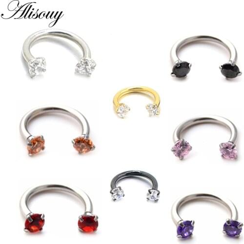 Alisouy 1pc Stainless Steel rock Nose Septum Rings Eyebrow Tragus Ear Rings Body Piercing Nariz body Jewelry Piercing Studs