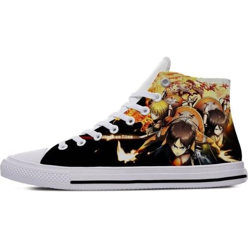 Japanese Anime Manga Attack On Titan Fashion Cool Casual Cloth Shoes High Top Lightweight Breathable 3D Print Men women Sneaker