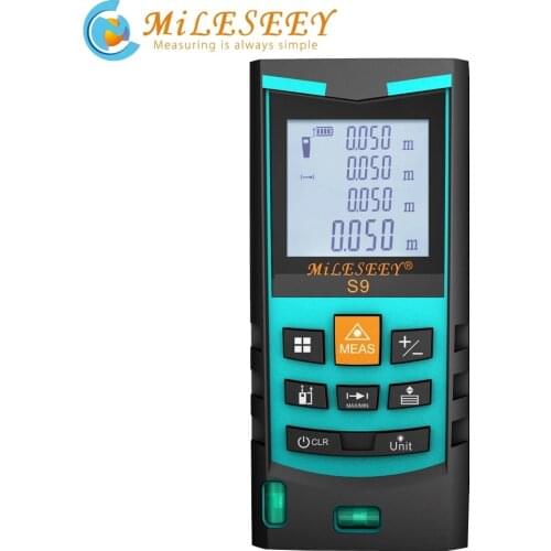 MILESEEY New S9 Laser Distance Meter 50M Rangefinder Trena Laser Tape Range Finder Build Measure Device Ruler Test Tool
