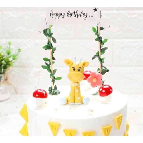 Simple forest department green leaf rattan cake top hat baby shower birthday party decoration cake top bridal wedding supplies