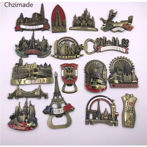 Lychee Life Dubai France Metal Magnetic Fridge Sticker 15 Styles Refrigerator Magnets Travel Souvenirs Diy Home Decoration