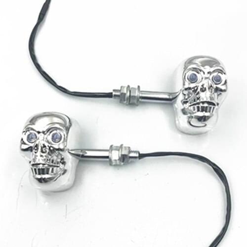 Motorcycle Skull LED Turn Signal Lights Indicators For Harley Honda Yamaha Suzuki Kawasaki Chopper Cafe Racer Bobber Custom