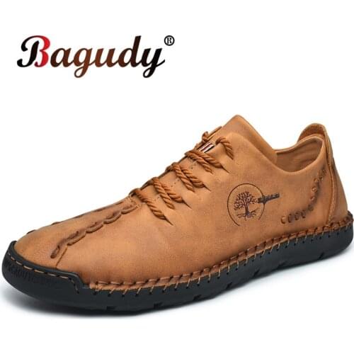 Mens Leather Causal Shoes Men Loafers Comfortable Moccasins Mens Non-slip Driving Shoes Breathable Soft Flats for Man big size