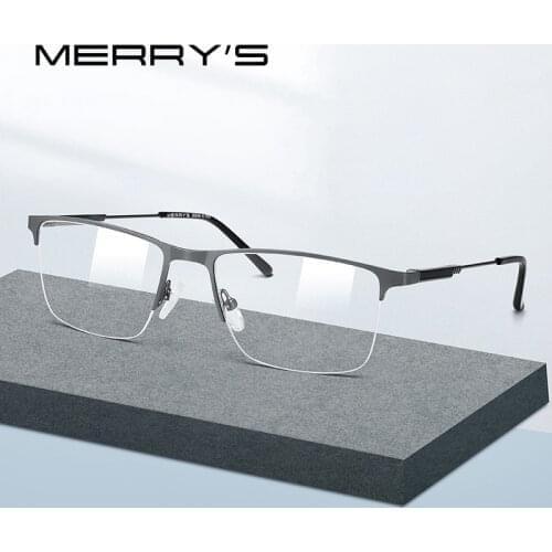 MERRYS Men Titanium Alloy Glasses Frame Myopia Prescription Half Frame Optical Eyewear S2176