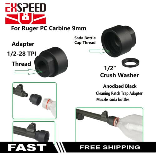 1/2x28 TPI Cleaning Patch Trap Adapter Muzzle Soda Pop bottles F PC Carbine 9 mm 5/8X24