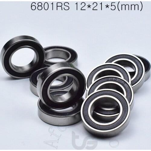 6801RS 12*21*5(mm) bearing 6801 6801RS chrome steel deep groove bearing Rubber sealed bearing Thin wall bearing free shipping