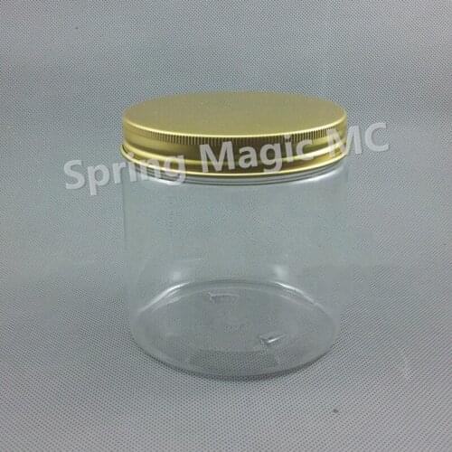 500ml Transparent PET Cream Jar Used for mask Storage Tank.Clear Plastic Cosmetic Jars With Gold aluminum Lid Cosmetic Packaging