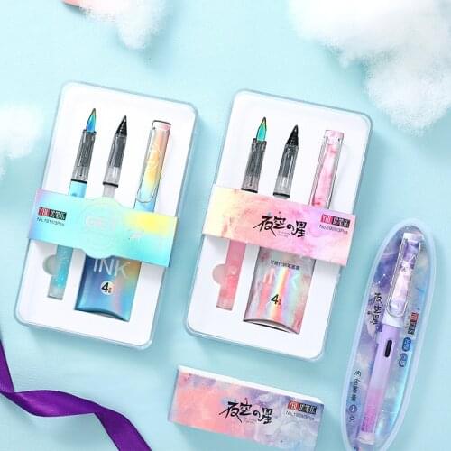 2pcs Two Styles Optional Student Calligraphy Creative Color Pen Fountain Pen Adult Writing Ink Ink Bag Office Pose Pen